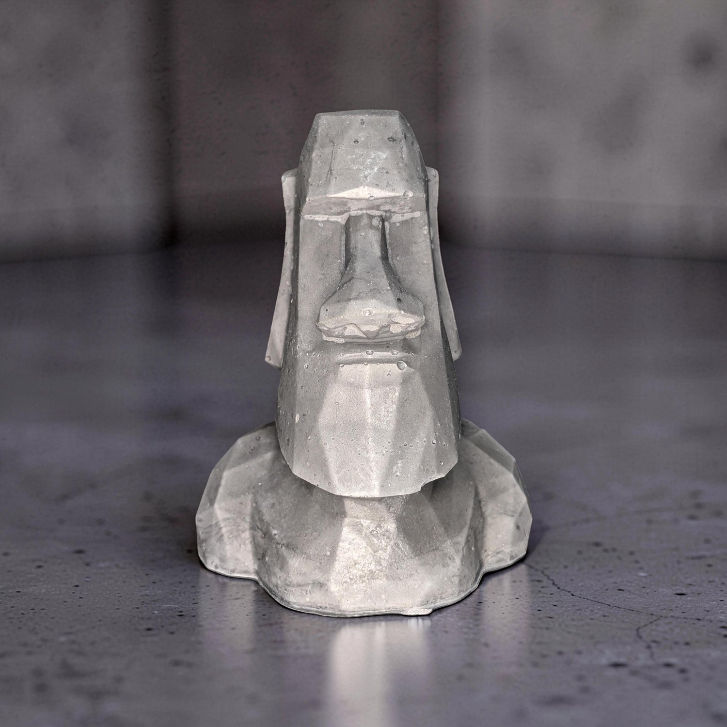 Minimalist Concrete Statue | Easter Island Moai Bust | Brutalist Home Decor Accent | Geometric Stone Face Paperweight | Bookshelf Decoration