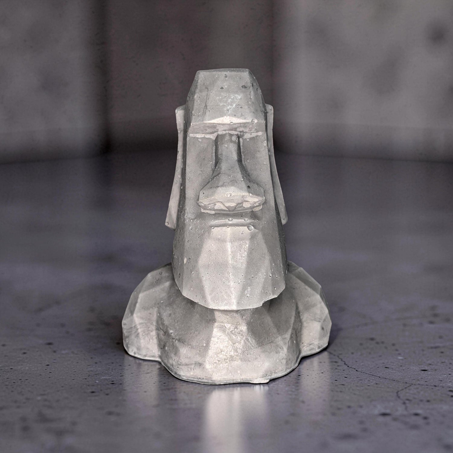 Minimalist Concrete Statue | Easter Island Moai Bust | Brutalist Home Decor Accent | Geometric Stone Face Paperweight | Bookshelf Decoration