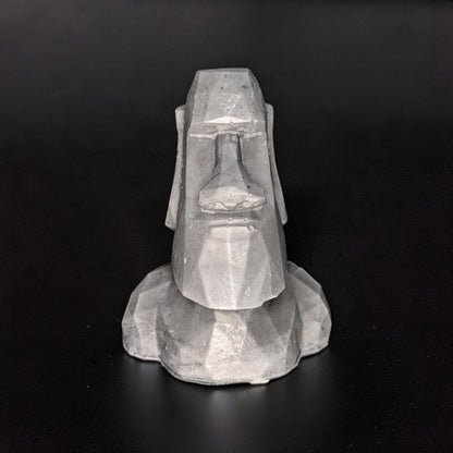 Minimalist Concrete Statue | Easter Island Moai Bust | Brutalist Home Decor Accent | Geometric Stone Face Paperweight | Bookshelf Decoration