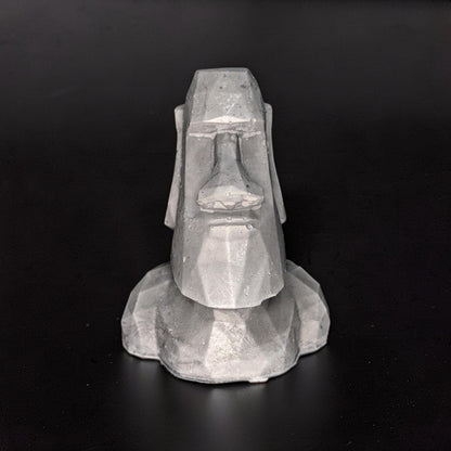 Minimalist Concrete Statue | Easter Island Moai Bust | Brutalist Home Decor Accent | Geometric Stone Face Paperweight | Bookshelf Decoration