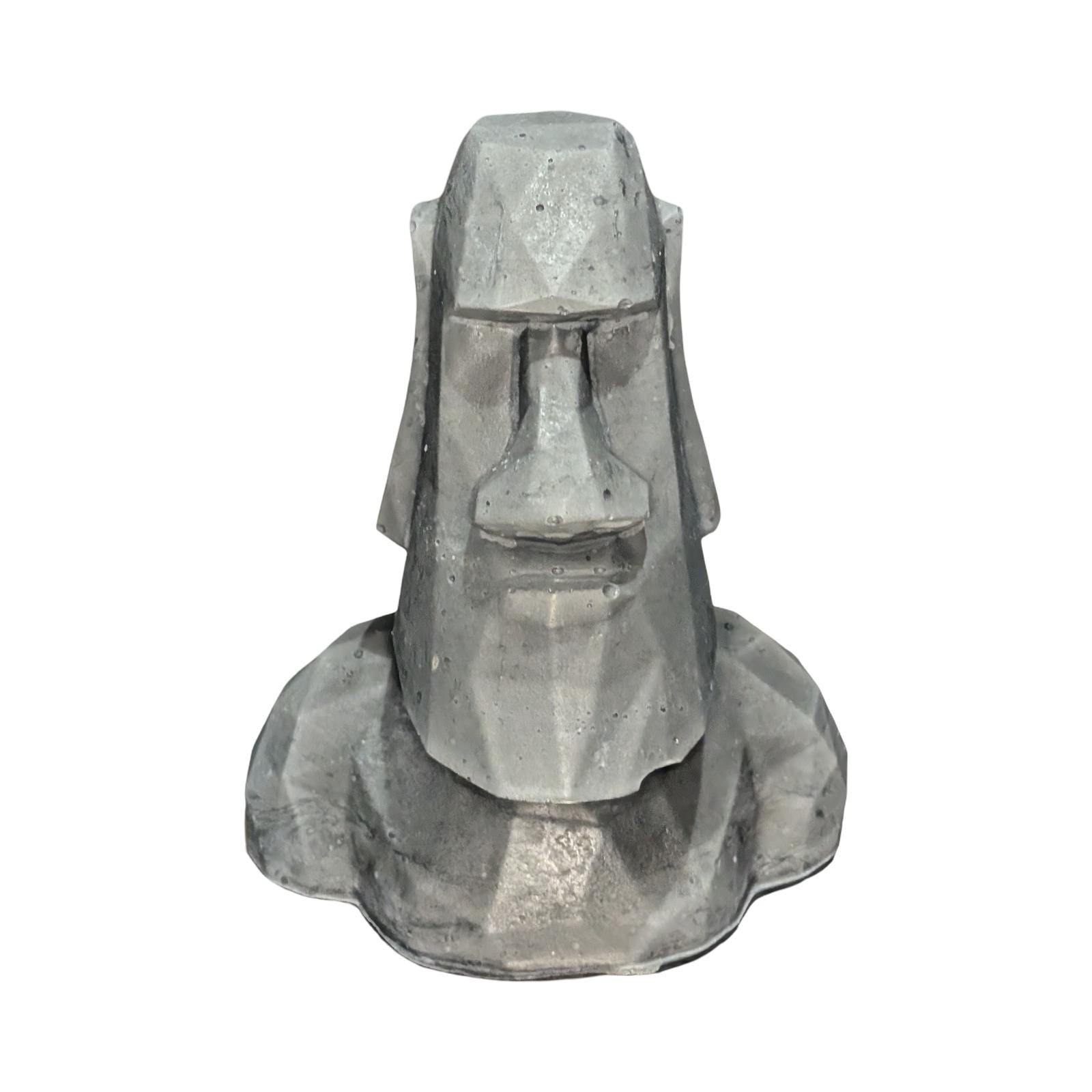 Minimalist Concrete Statue | Easter Island Moai Bust | Brutalist Home Decor Accent | Geometric Stone Face Paperweight | Bookshelf Decoration