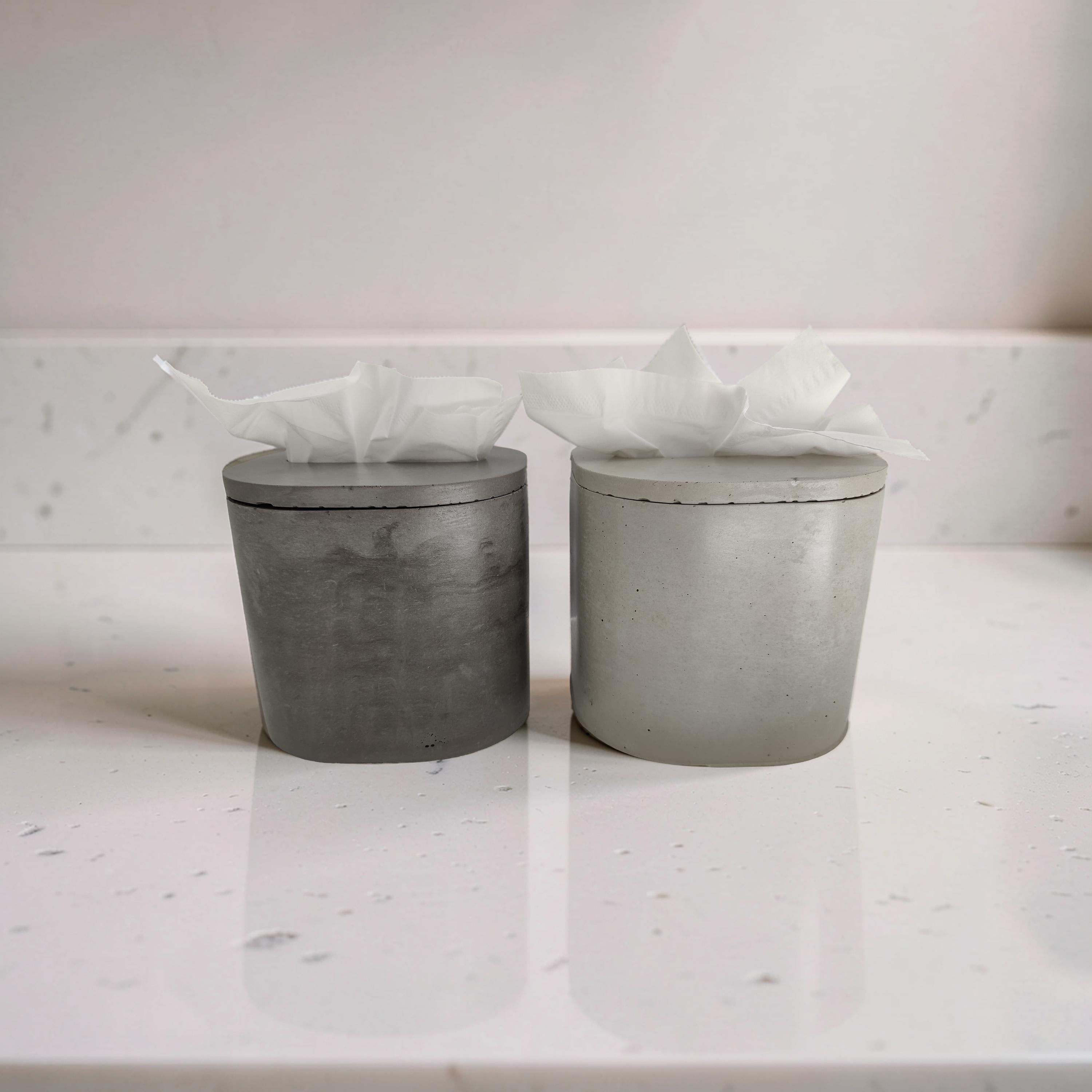 Modern Concrete Tissue Box, Minimalist Vanity Decor, Reusable Facial Tissue Dispenser, Industrial Bathroom Accessories,Refillable Tissue Box