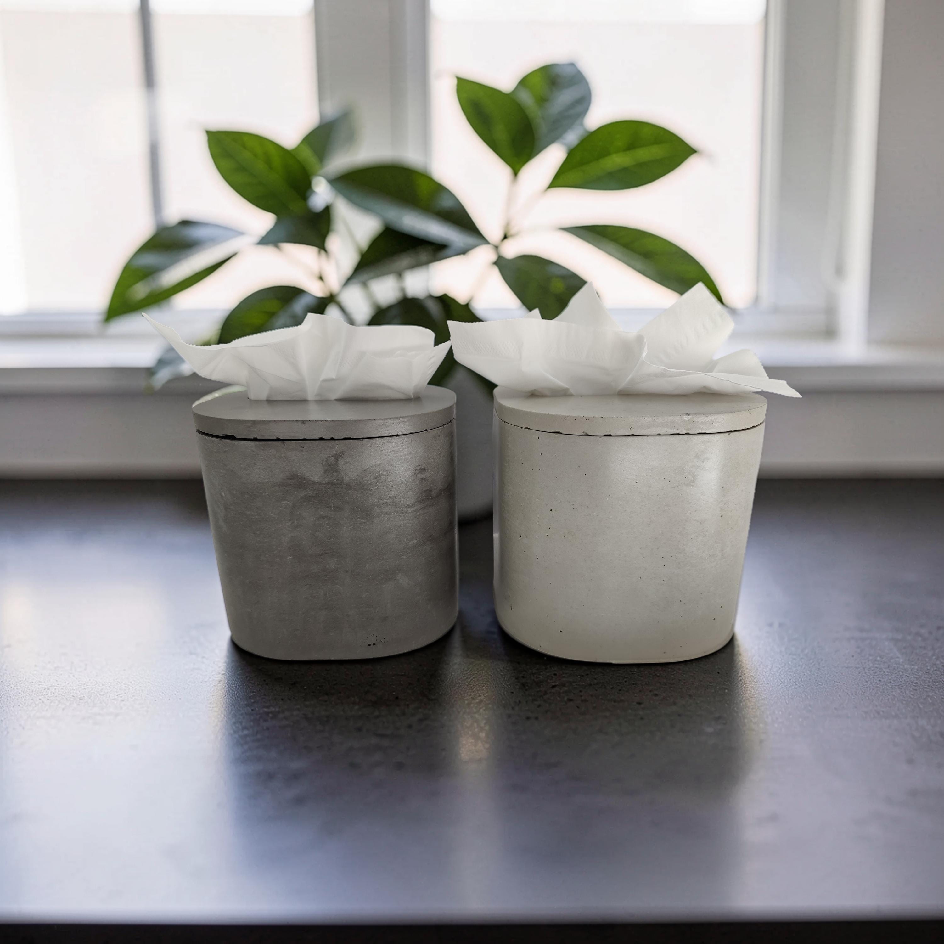 Modern Concrete Tissue Box, Minimalist Vanity Decor, Reusable Facial Tissue Dispenser, Industrial Bathroom Accessories,Refillable Tissue Box