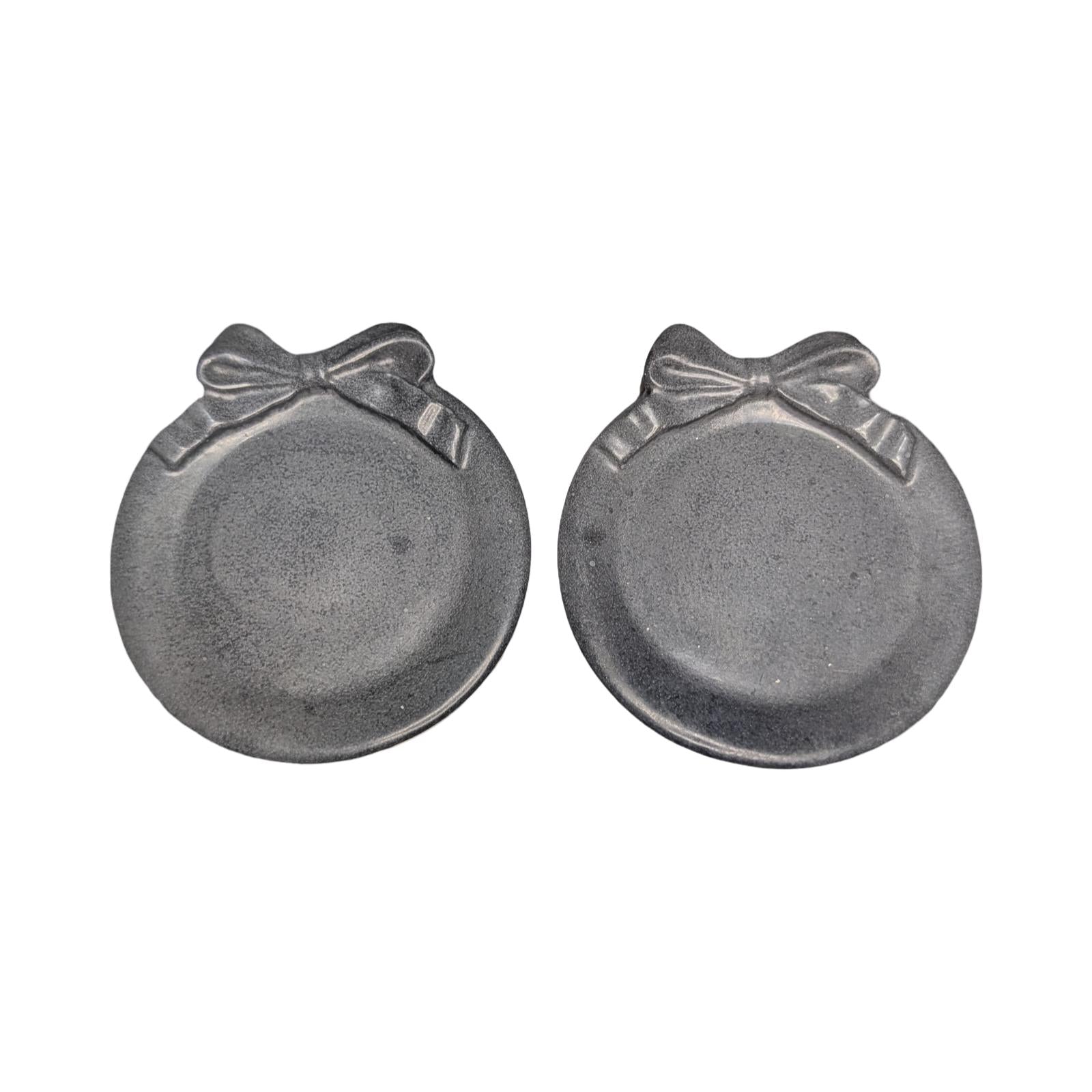 Coquette Concrete Bow Ring Dish | Cute Ribbon Jewelry Tray | Round Trinket Bowl | Natural &amp; Grey Coaster Set | Aesthetic Bedroom Decor