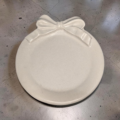 Coquette Concrete Bow Ring Dish | Cute Ribbon Jewelry Tray | Round Trinket Bowl | Natural &amp; Grey Coaster Set | Aesthetic Bedroom Decor