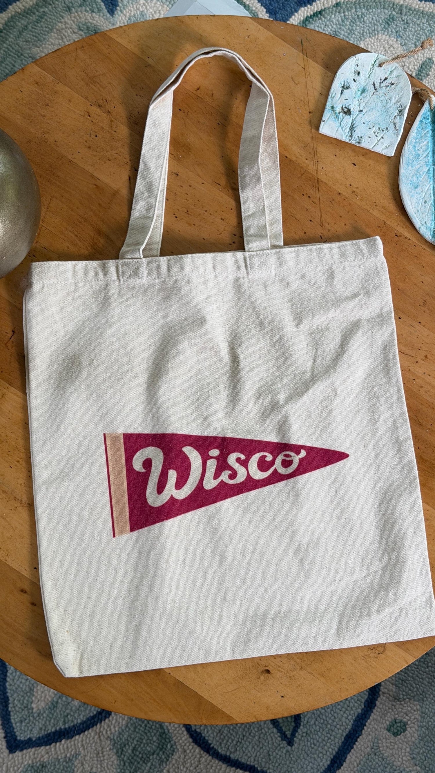 Wisconsin Pennant Cotton Canvas Tote Bag