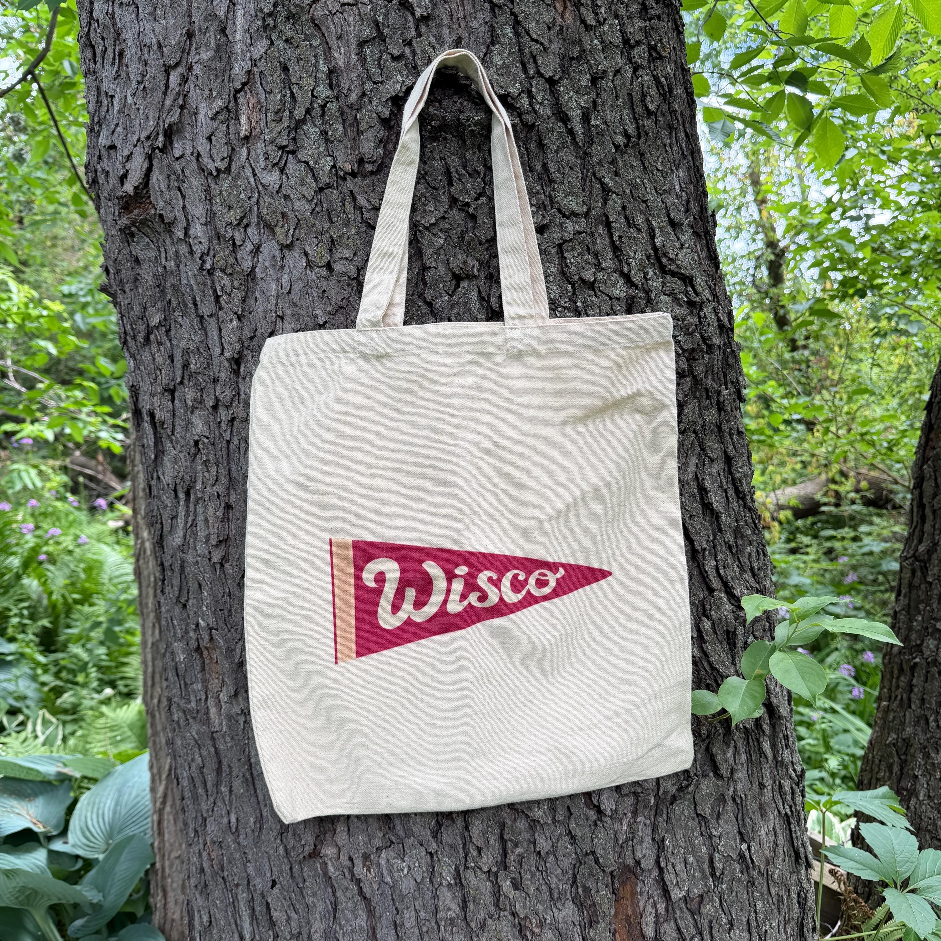 Wisconsin Pennant Cotton Canvas Tote Bag