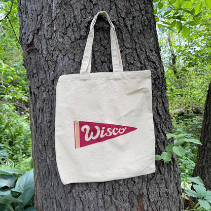 Wisconsin Pennant Cotton Canvas Tote Bag