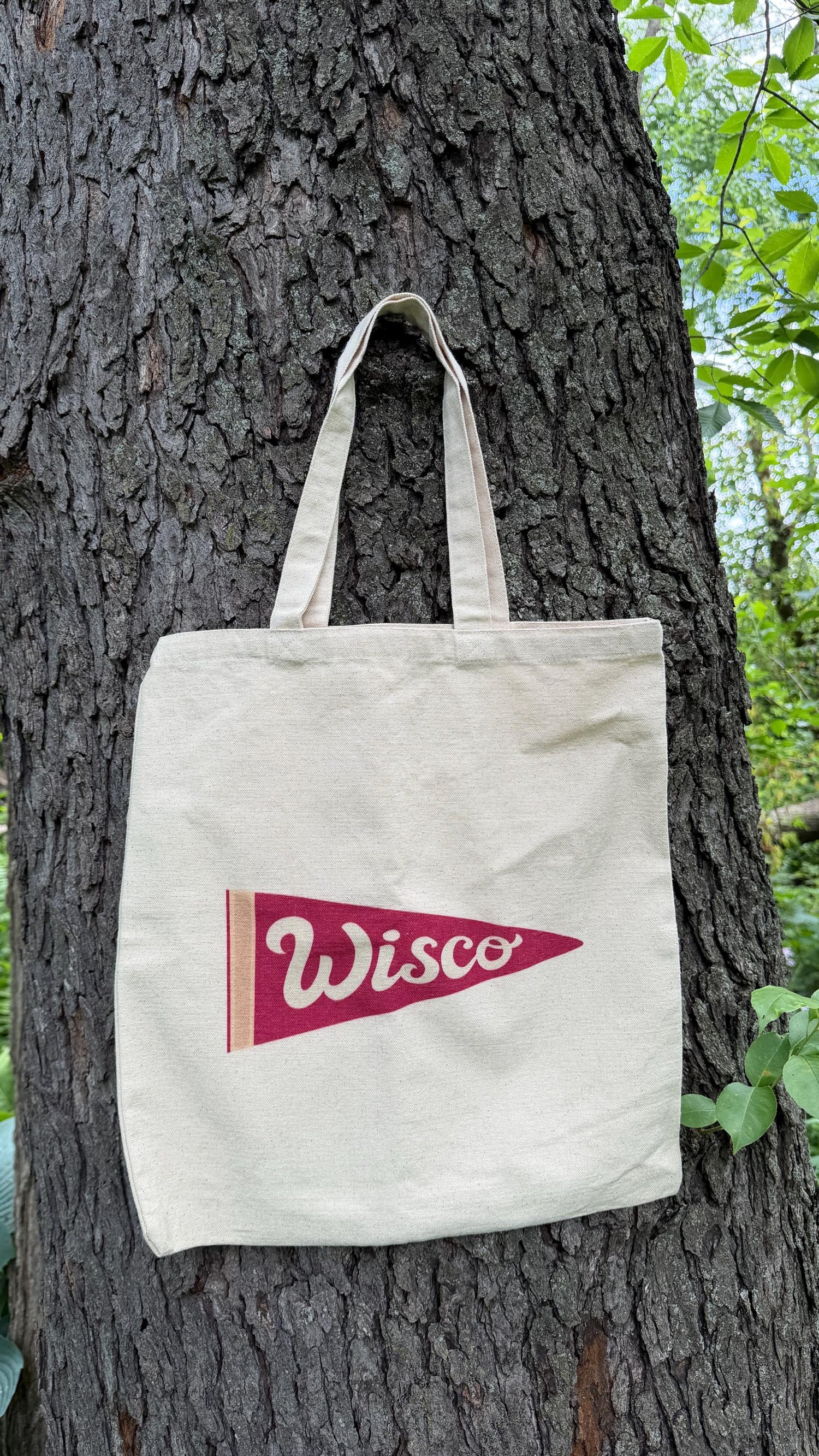 Wisconsin Pennant Cotton Canvas Tote Bag