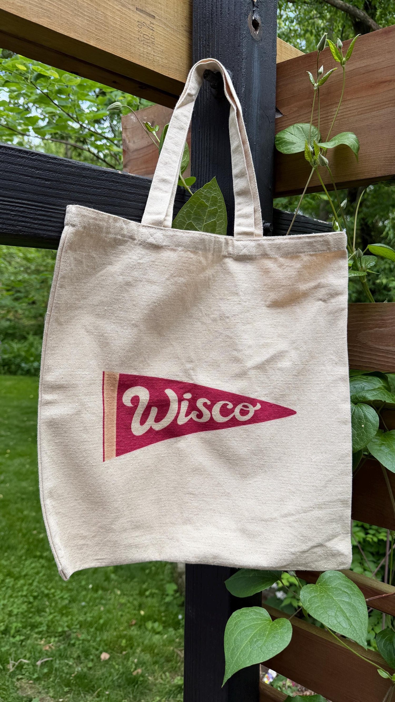 Wisconsin Pennant Cotton Canvas Tote Bag