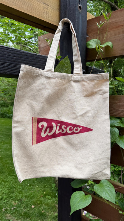 Wisconsin Pennant Cotton Canvas Tote Bag