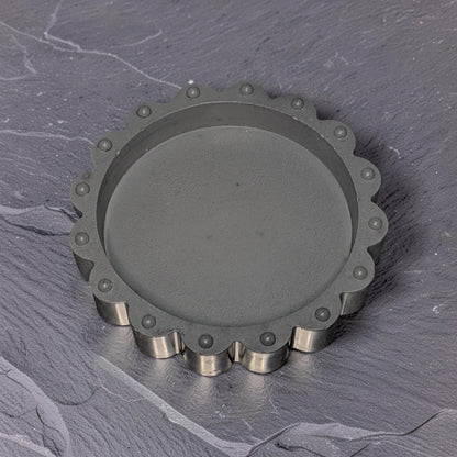 Concrete Scalloped Tray - Round Ribbed Catchall Dish, Minimalist Jewelry Holder, Industrial Vanity Organizer, Fluted Key Bowl, Modern Shelf