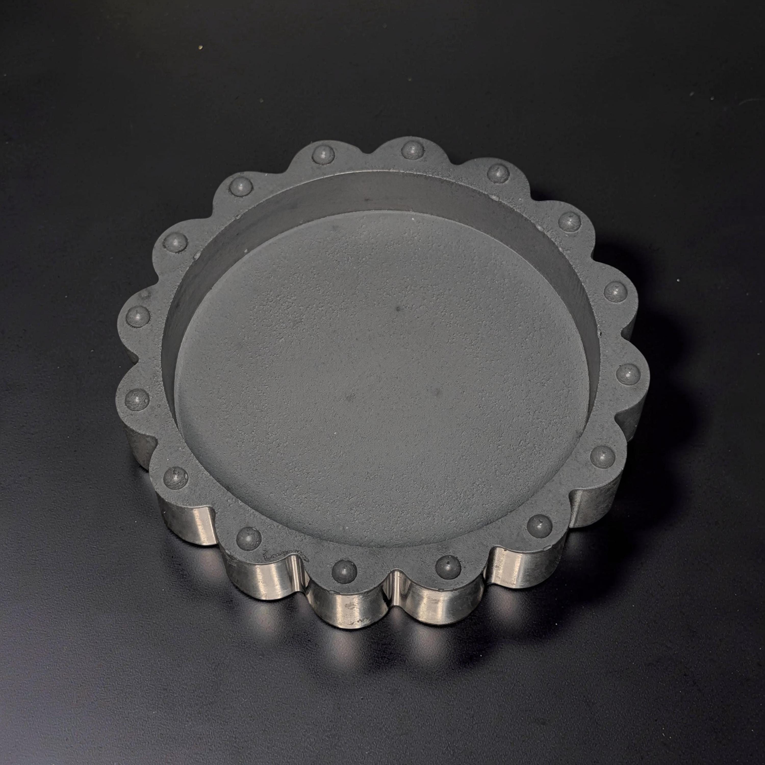 Concrete Scalloped Tray - Round Ribbed Catchall Dish, Minimalist Jewelry Holder, Industrial Vanity Organizer, Fluted Key Bowl, Modern Shelf