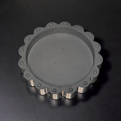 Concrete Scalloped Tray - Round Ribbed Catchall Dish, Minimalist Jewelry Holder, Industrial Vanity Organizer, Fluted Key Bowl, Modern Shelf