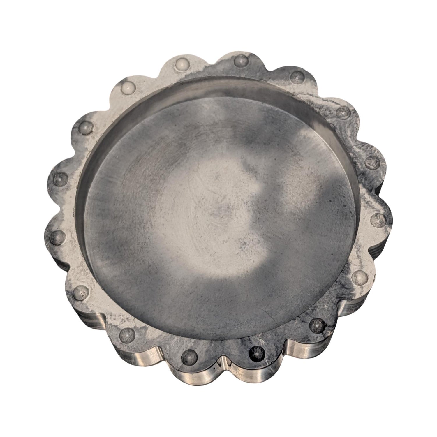Concrete Scalloped Tray - Round Ribbed Catchall Dish, Minimalist Jewelry Holder, Industrial Vanity Organizer, Fluted Key Bowl, Modern Shelf