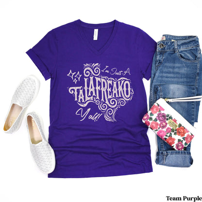 Purple v-neck t-shirt with &amp;quot;I&amp;