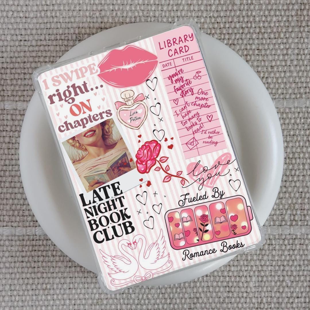 Romance Spicy Pink and Red Book Trope Kindle E-reader Insert