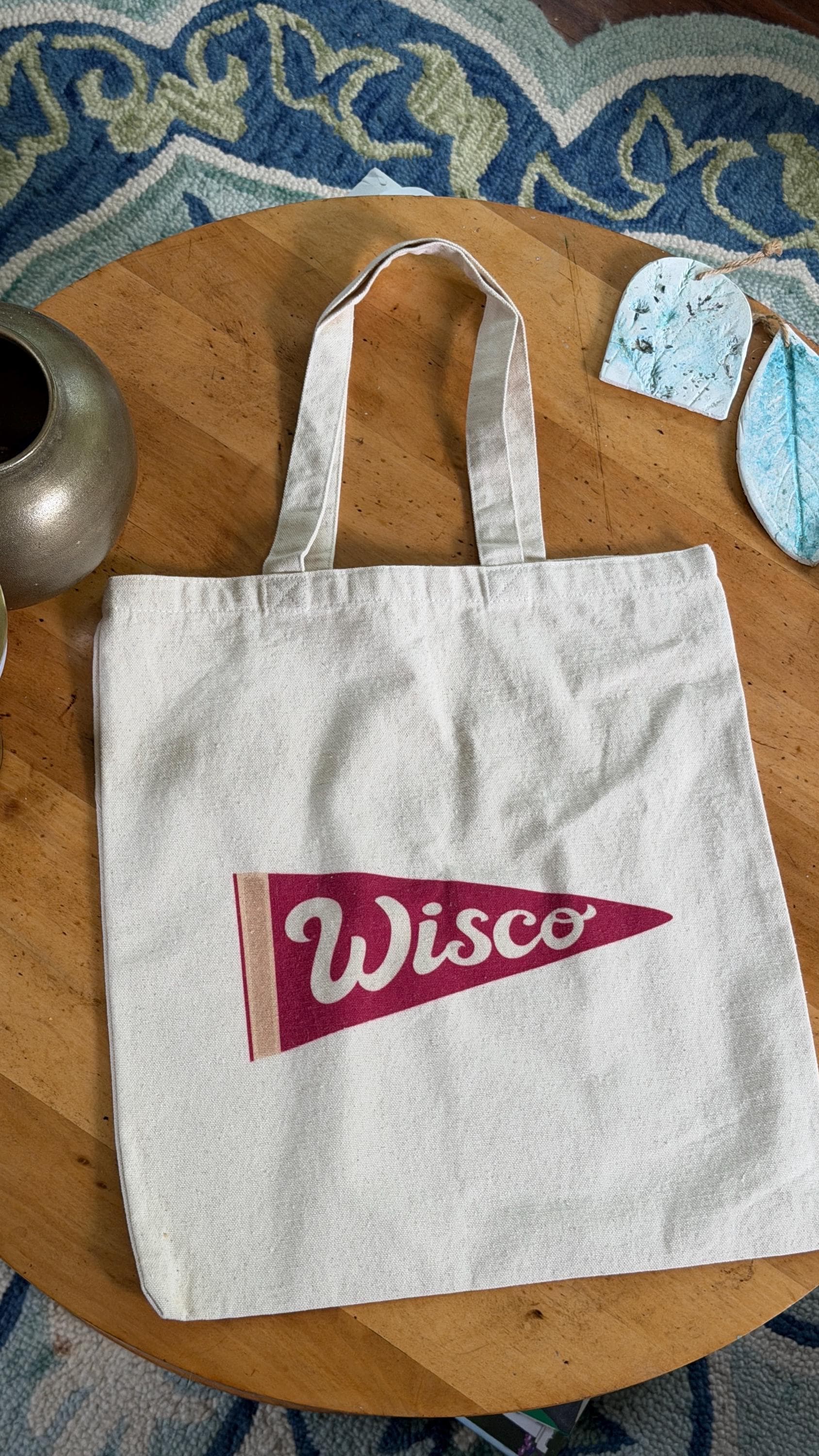 Wisconsin Pennant Cotton Canvas Tote Bag