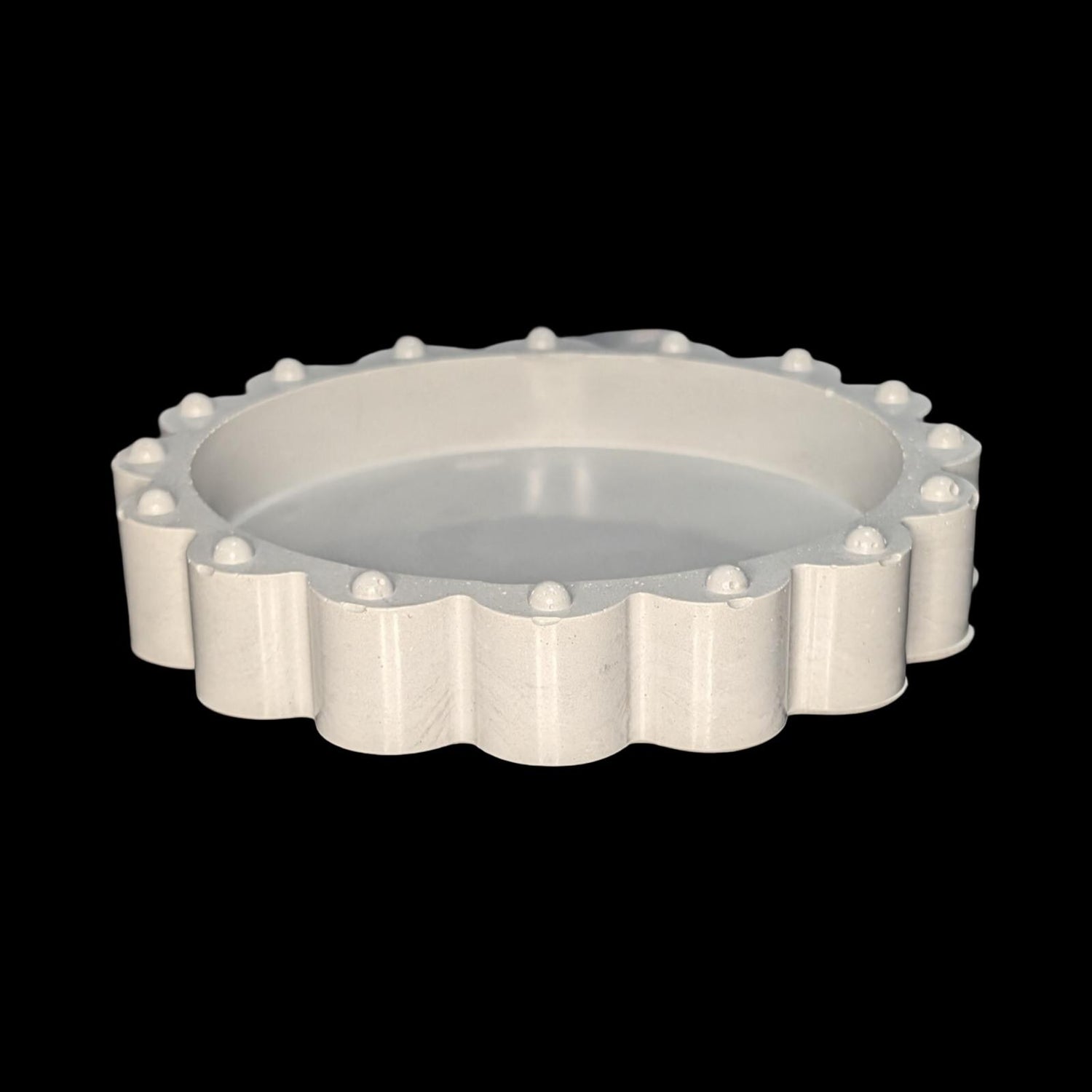 Concrete Scalloped Tray - Round Ribbed Catchall Dish, Minimalist Jewelry Holder, Industrial Vanity Organizer, Fluted Key Bowl, Modern Shelf