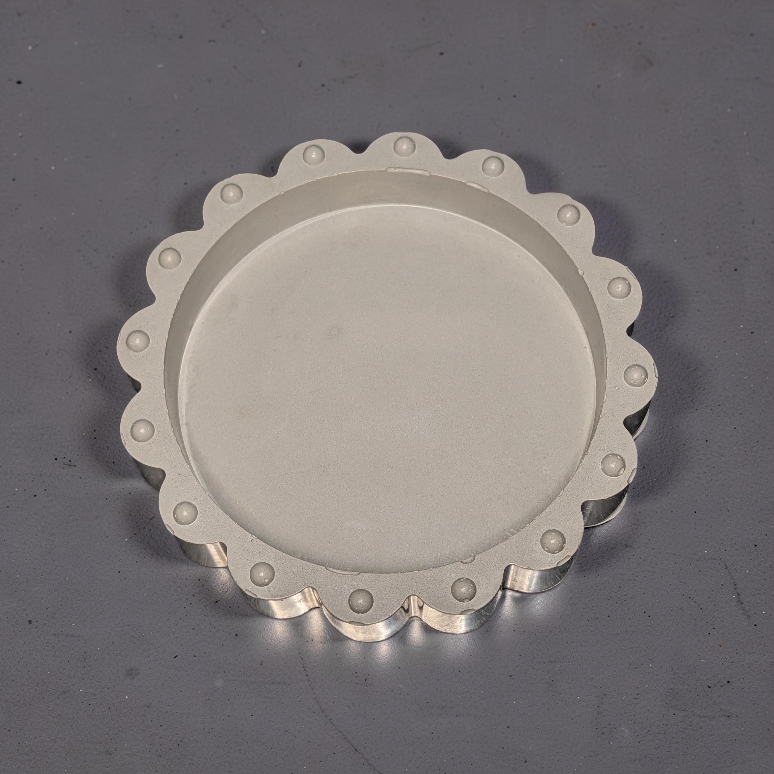 Concrete Scalloped Tray - Round Ribbed Catchall Dish, Minimalist Jewelry Holder, Industrial Vanity Organizer, Fluted Key Bowl, Modern Shelf