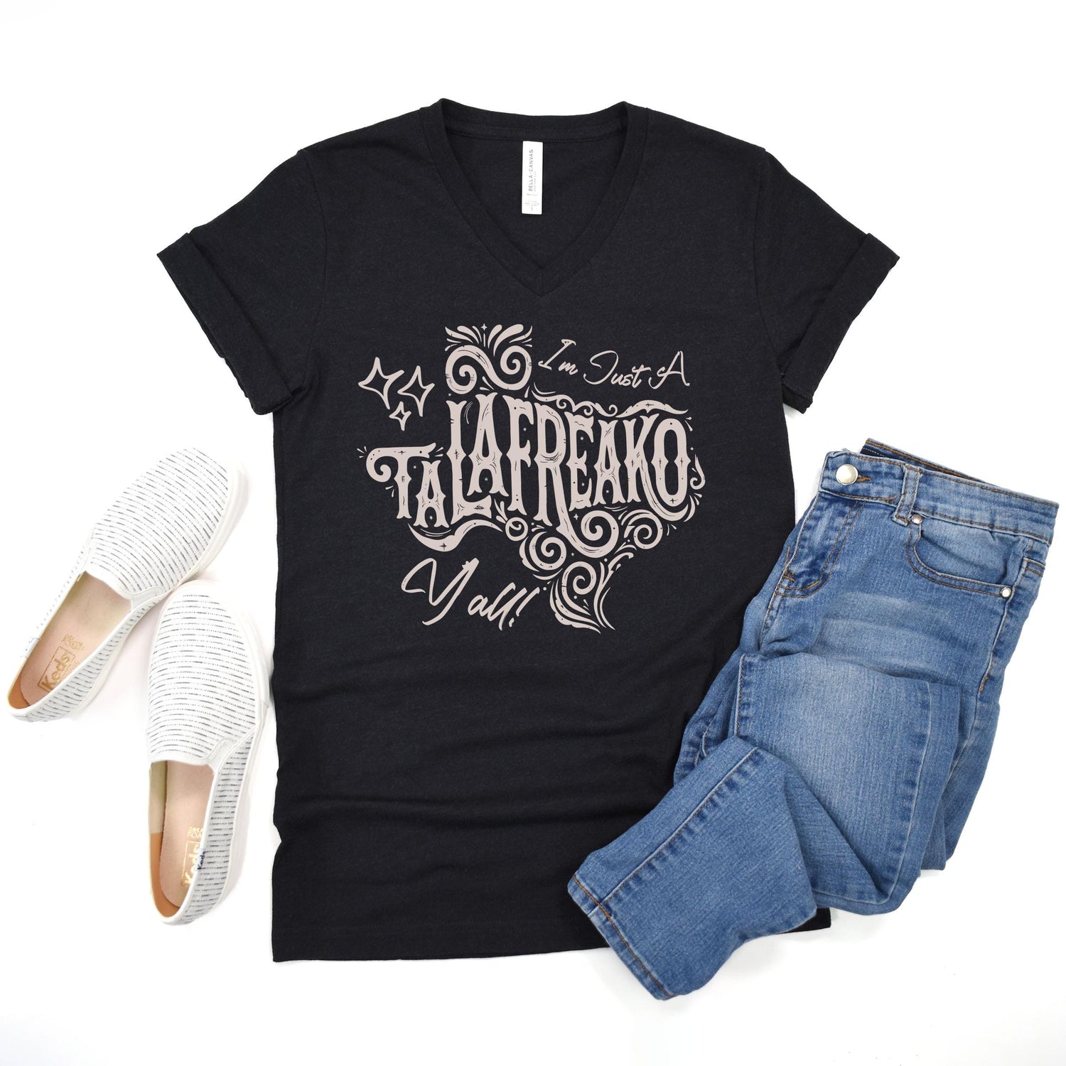 Black v-neck t-shirt with &amp;quot;I&amp;