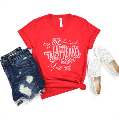 Red v-neck t-shirt with &amp;quot;I&amp;