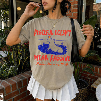 T-shirt with text &amp;quot;Peaceful Doesn&amp;