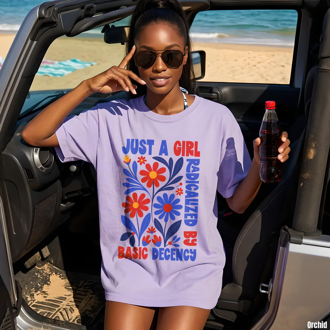 Just A Girl Radicalized By Basic Decency T-Shirt | Liberal Progressive Fourth of July Anti Trump USA 250th Birthday Aesthetic Tee