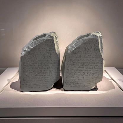 Concrete Rosetta Stone Replica Vase &amp; Bookend | Ancient Egyptian Decor | Minimalist History Gift, Brutalist Archeology Statement Piece
