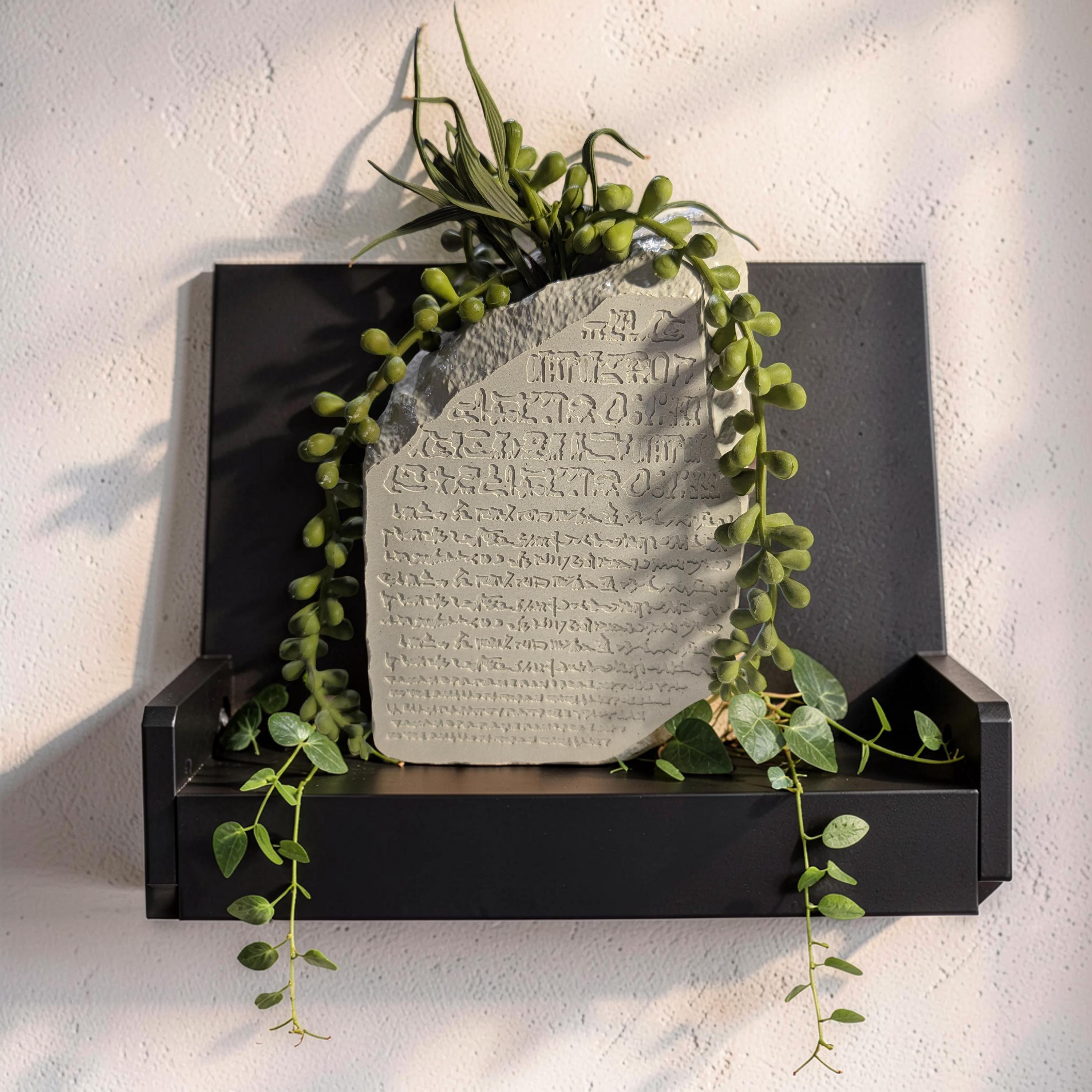Concrete Rosetta Stone Replica Vase &amp; Bookend | Ancient Egyptian Decor | Minimalist History Gift, Brutalist Archeology Statement Piece