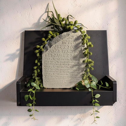 Concrete Rosetta Stone Replica Vase &amp; Bookend | Ancient Egyptian Decor | Minimalist History Gift, Brutalist Archeology Statement Piece