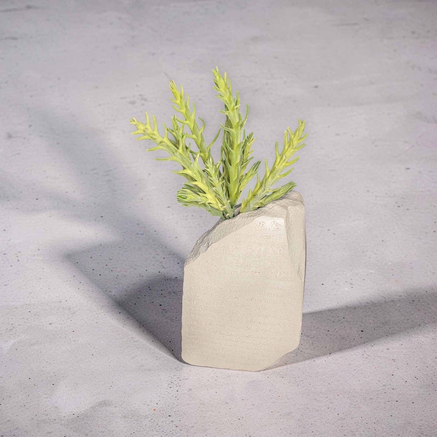 Concrete Rosetta Stone Replica Vase &amp; Bookend | Ancient Egyptian Decor | Minimalist History Gift, Brutalist Archeology Statement Piece