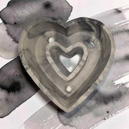 Minimalist Concrete Heart Planter with Drainage | 5-Inch Industrial Heart Succulent Pot | Modern Aesthetic Home Decor