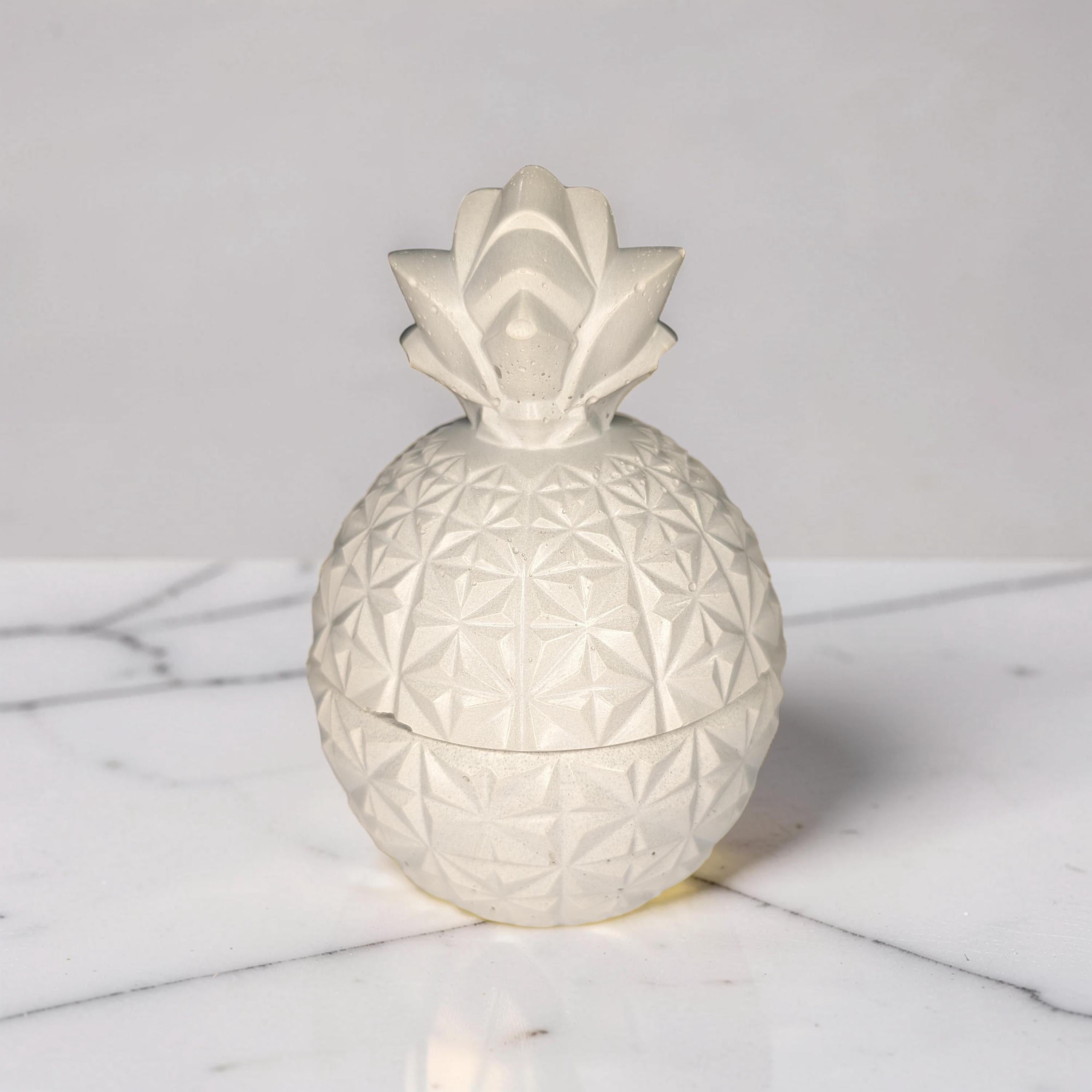 Concrete Pineapple Jar with Lid, Geometric Pineapple Trinket Box, Tropical Modern Home Decor, Small Storage Vessel, Unique Housewarming Gift