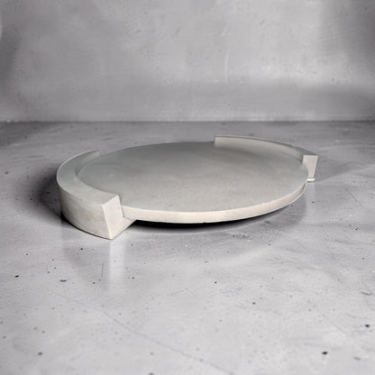 Large Round Concrete Tray with Removable Legs, Modular Grey Decorative Plate, Minimalist Riser Jewelry Dish, Modern Industrial Shelf Accent
