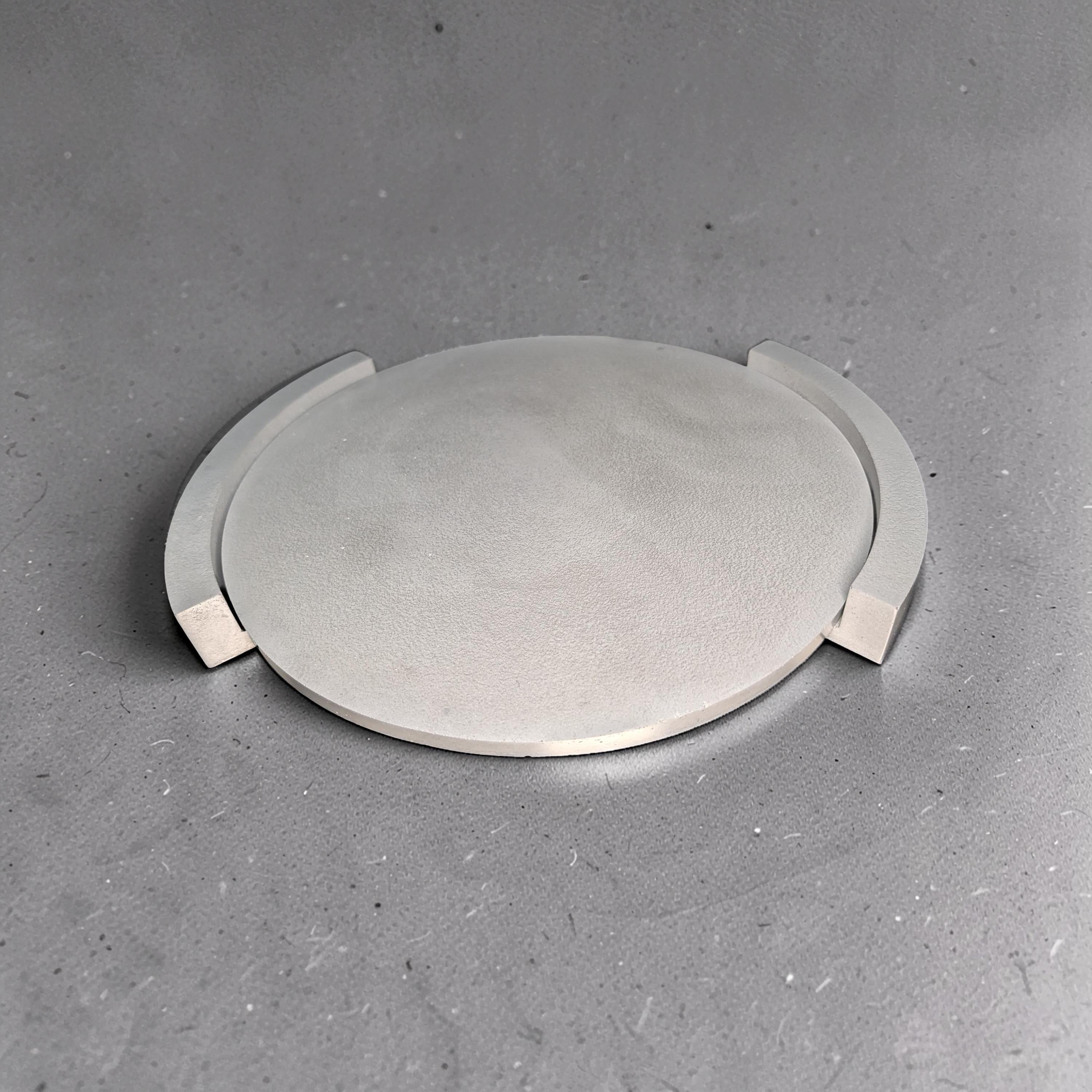 Large Round Concrete Tray with Removable Legs, Modular Grey Decorative Plate, Minimalist Riser Jewelry Dish, Modern Industrial Shelf Accent