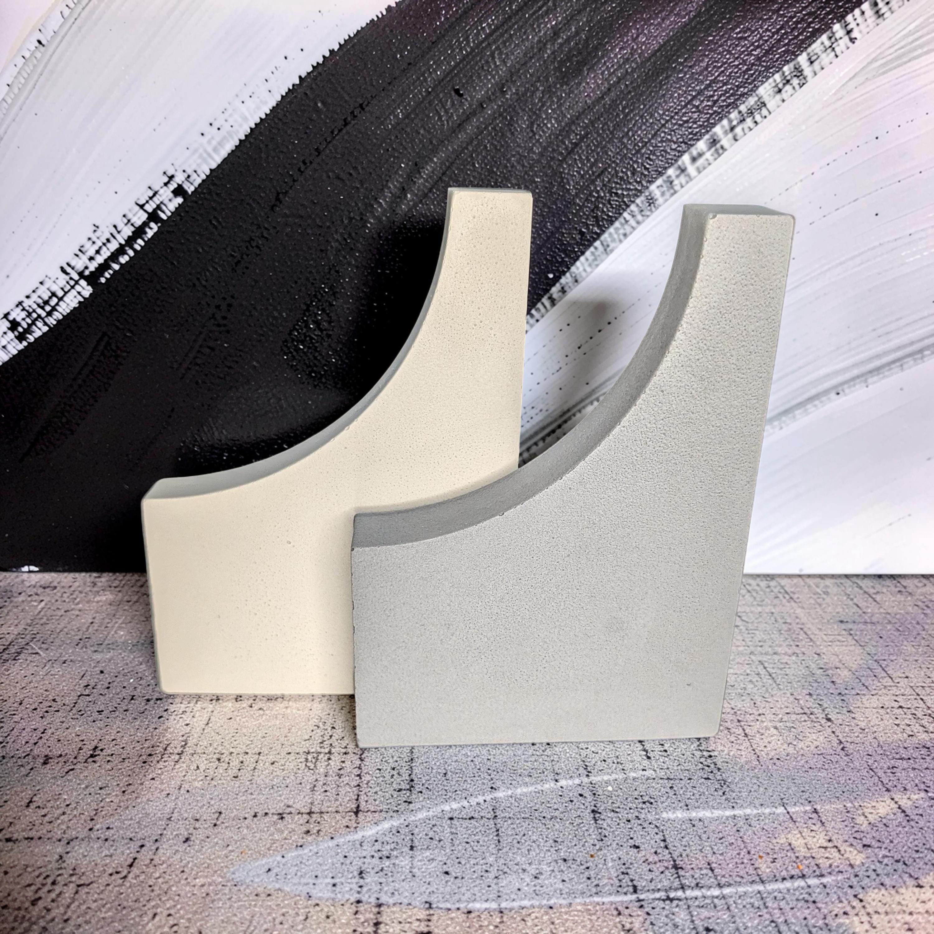 Concrete Photo Prop and Shelf Decor, Minimalist Geometric Arch Wave Statement Piece, Modern Concrete Product Photography Prop, Bookend