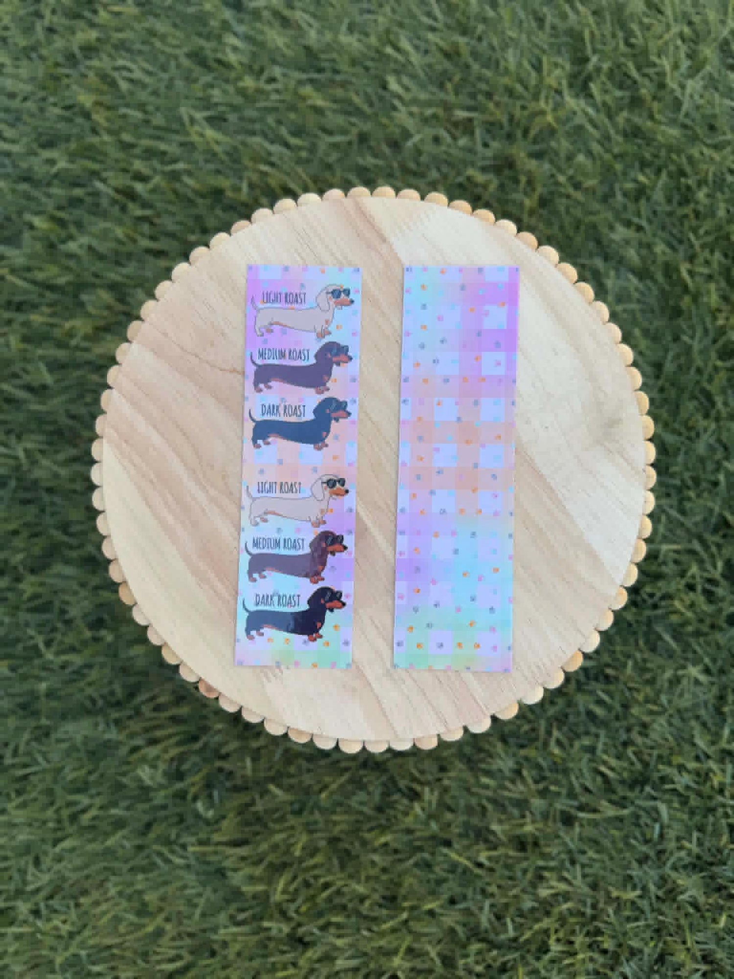 Dachshund Coffee Roast Bookmark, Funny Wiener Dog Bookmark, Cute Doxie Bookmark, Dog Lover Gift, Book Lover Gift, Double-Sided