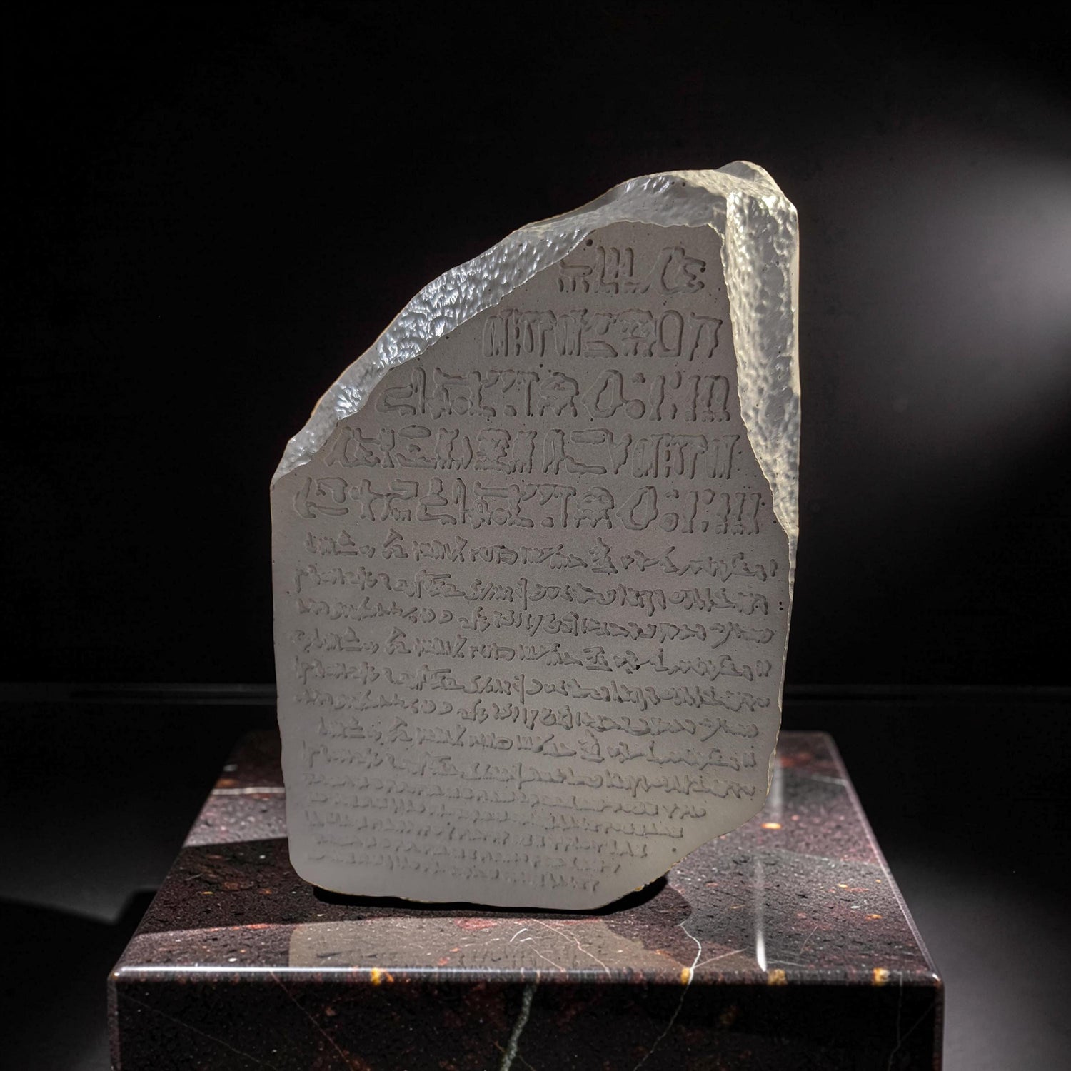 Concrete Rosetta Stone Replica Vase &amp; Bookend | Ancient Egyptian Decor | Minimalist History Gift, Brutalist Archeology Statement Piece