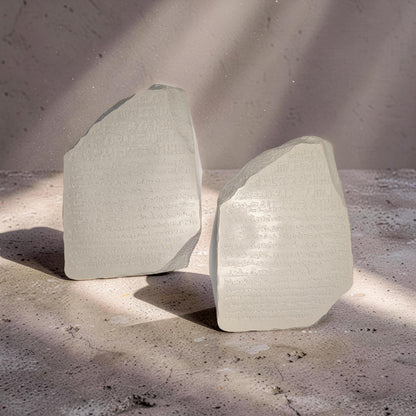 Concrete Rosetta Stone Replica Vase &amp; Bookend | Ancient Egyptian Decor | Minimalist History Gift, Brutalist Archeology Statement Piece