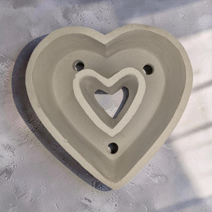 Minimalist Concrete Heart Planter with Drainage | 5-Inch Industrial Heart Succulent Pot | Modern Aesthetic Home Decor