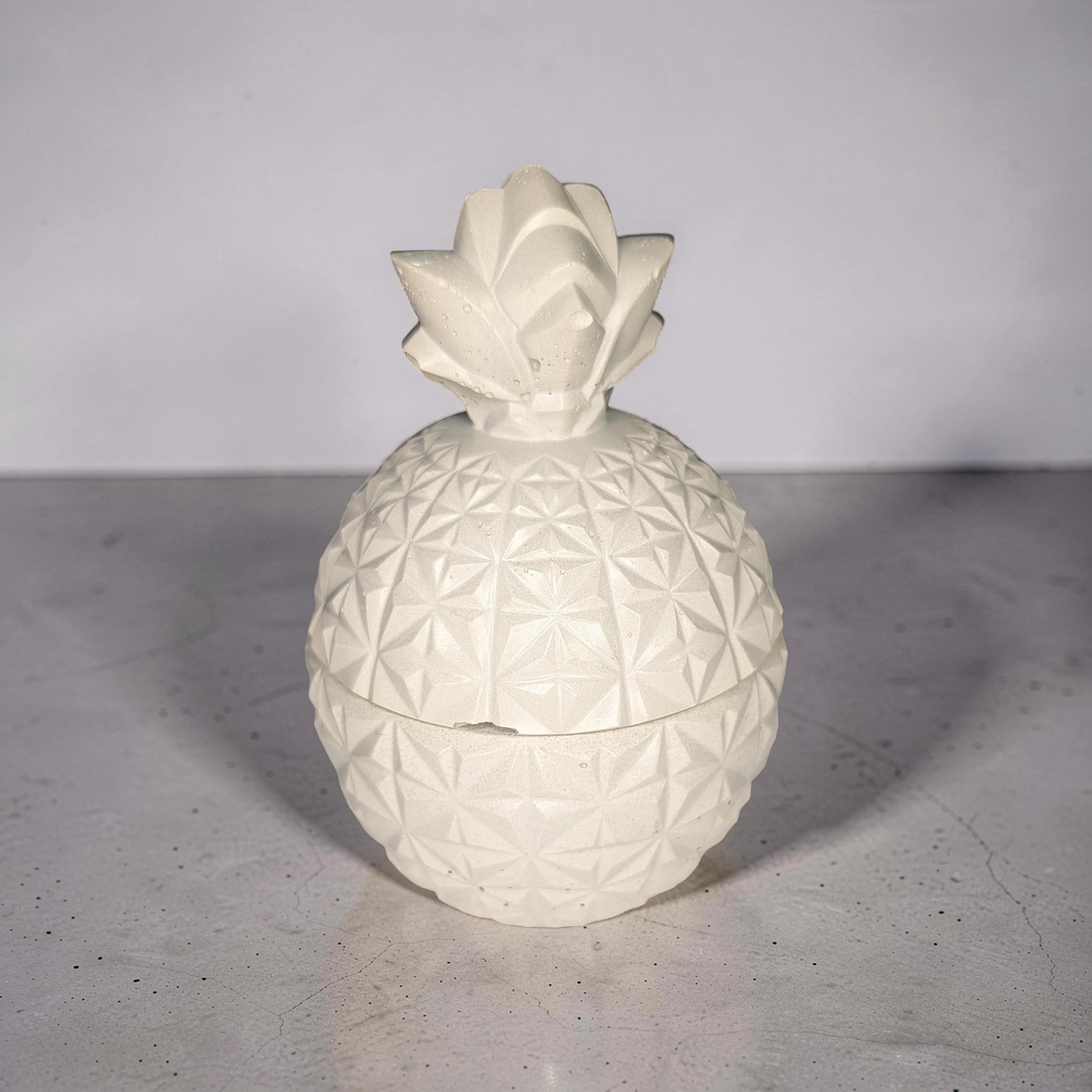 Concrete Pineapple Jar with Lid, Geometric Pineapple Trinket Box, Tropical Modern Home Decor, Small Storage Vessel, Unique Housewarming Gift