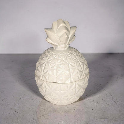 Concrete Pineapple Jar with Lid, Geometric Pineapple Trinket Box, Tropical Modern Home Decor, Small Storage Vessel, Unique Housewarming Gift
