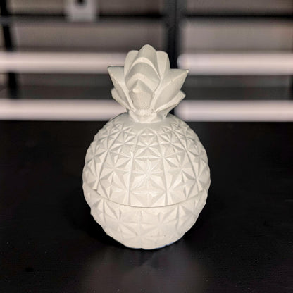 Concrete Pineapple Jar with Lid, Geometric Pineapple Trinket Box, Tropical Modern Home Decor, Small Storage Vessel, Unique Housewarming Gift