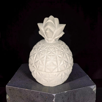Concrete Pineapple Jar with Lid, Geometric Pineapple Trinket Box, Tropical Modern Home Decor, Small Storage Vessel, Unique Housewarming Gift