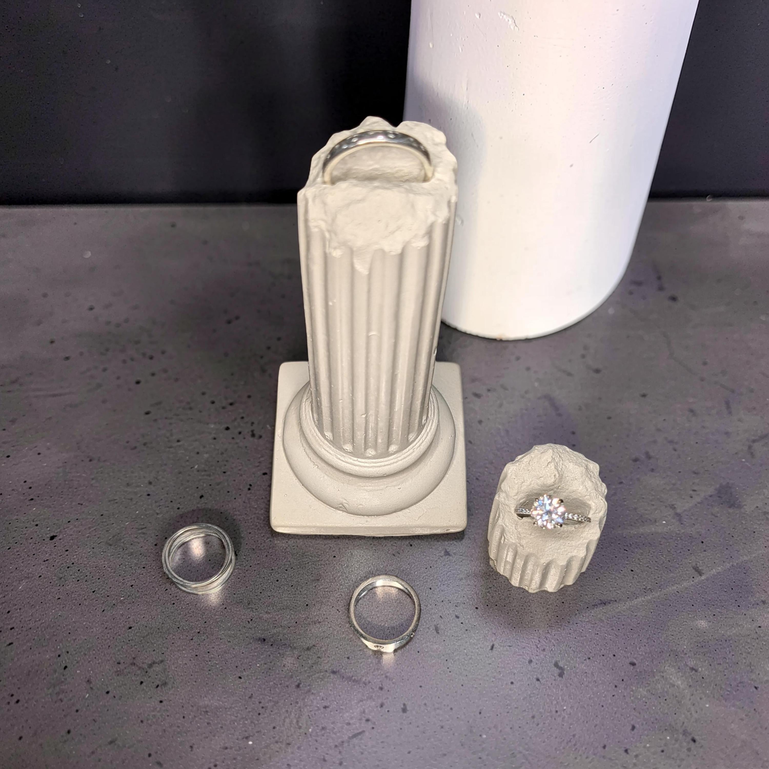 Concrete Column Ring Holder • Roman Pillar Jewelry Display • Ancient Greece Styling Flat Lay Prop for Wedding Photography
