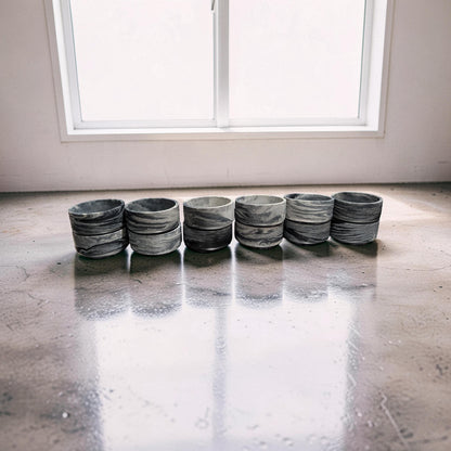 Studio Clearance | Set of 12 Concrete Bowls | Grey Marbled Cement Planters | 4&amp;quot; Bulk Vessel Lot | Sample Sale Destash - One Available