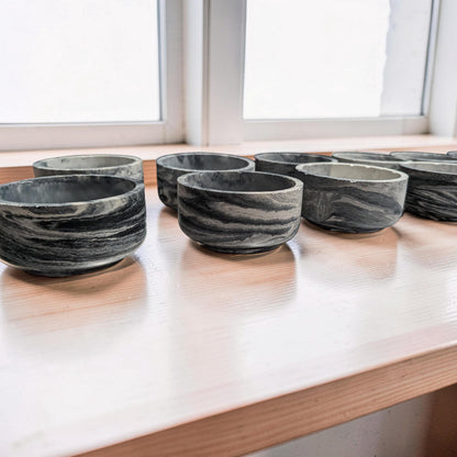 Studio Clearance | Set of 12 Concrete Bowls | Grey Marbled Cement Planters | 4&amp;quot; Bulk Vessel Lot | Sample Sale Destash - One Available