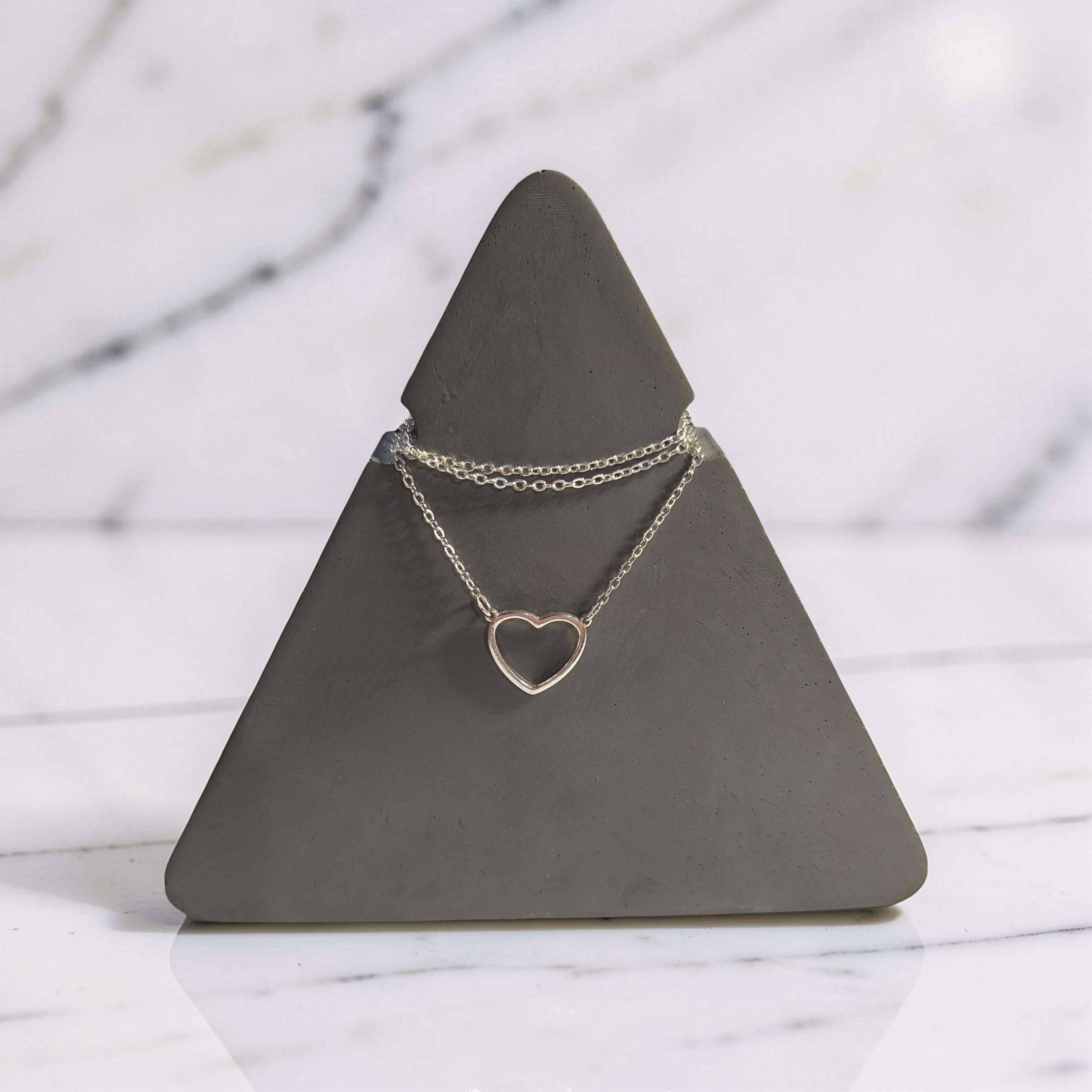 Concrete Necklace Display Stand - Minimalist Triangle Jewelry Holder, Geometric Pendant Display, Industrial Vanity Organizer