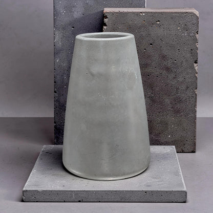 Large Concrete Vase, Minimalist Grey Flower Pot, Industrial Modern Home Decor, Brutalist Ceramic Alternative, Hand Poured Shelf Accent Vase